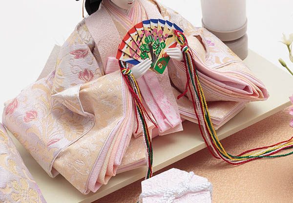 久月　 雛人形　衣裳着 ケース入り 親王飾り 芥子親王 つまみ細工 花飾り アクリルケース　詳細画像