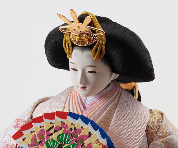 久月　 雛人形　衣裳着 ケース入り 親王飾り 芥子親王 つまみ細工 花飾り アクリルケース　詳細画像