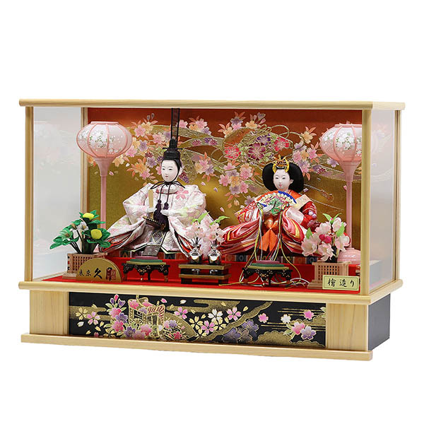雛人形 久月 衣裳着 ケース入り 親王飾り 小三五親王 白木 木目 ガラスケース 詳細画像 久月 雛人形 衣裳着 ケース入り 親王飾り 小三五親王 白木 木目 ガラスケース 詳細画像