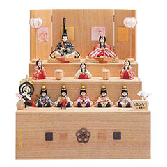 雛人形: 久月作 木目込み 木村綾 ほのか 結香雛 十人 三段収納飾り 【D-88】