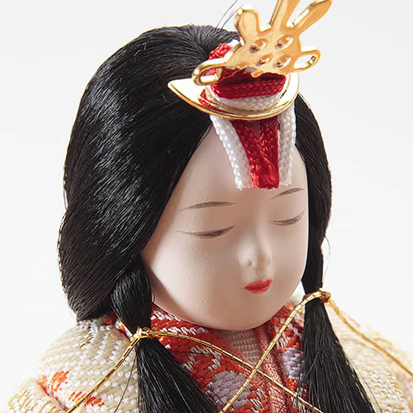 久月　 雛人形　一秀作 桃葉雛 木目込み 五人 収納飾り　詳細画像
