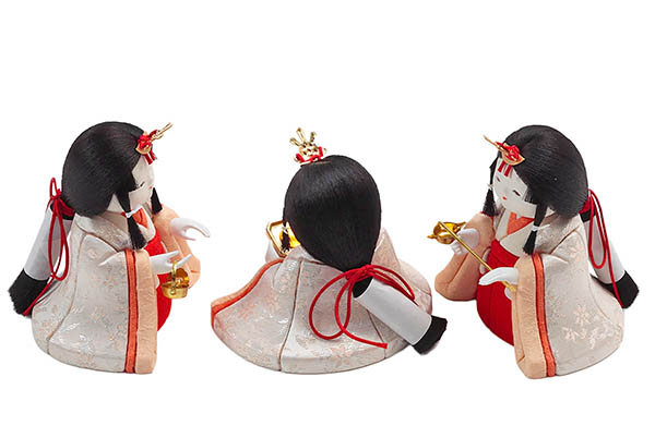 久月　 雛人形　幸一光作 正絹 ひかり雛 木目込み 親王 官女 五人 収納飾り　詳細画像
