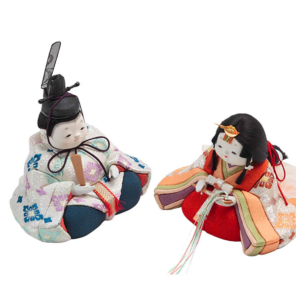 久月　 雛人形　幸一光作 正絹 ひかり雛 木目込み 親王 官女 五人 収納飾り　詳細画像