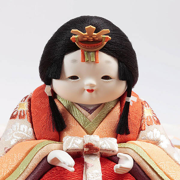 久月　 雛人形　幸一光作 正絹 ひかり雛 木目込み 親王 官女 五人 収納飾り　詳細画像