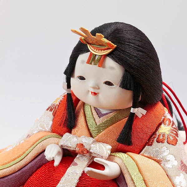 久月　 雛人形　幸一光作 正絹 ひかり雛 木目込み 親王 官女 五人 収納飾り　詳細画像