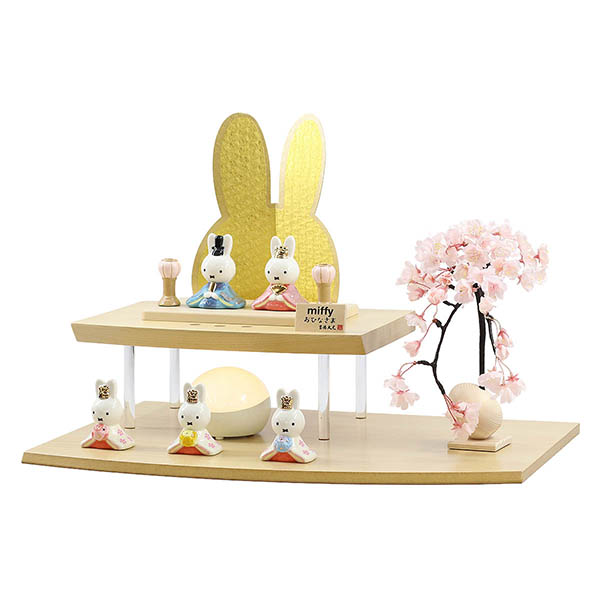 雛人形 吉徳 miffy ミッフィー 磁器 ひな人形 うさこ 親王 官女 五人飾り バーチ製 違い棚 LED照明付き 二段飾り 詳細画像 吉徳 雛人形 miffy ミッフィー 磁器 ひな人形 うさこ 親王 官女 五人飾り バーチ製 違い棚 LED照明付き 二段飾り 詳細画像