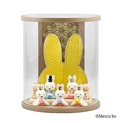 雛人形: miffy  ミッフィー 磁器 ひな人形 うさこ 親王 官女 五人飾り モカ塗り まどか 麻の葉文様