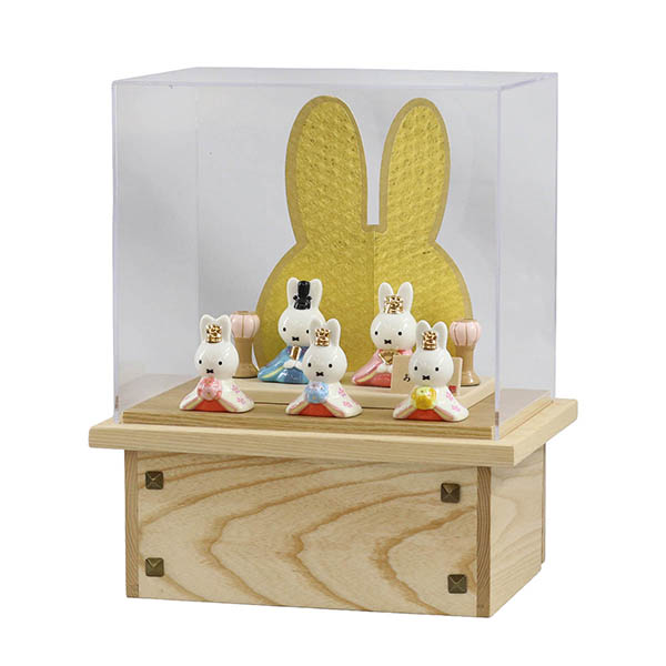 雛人形 吉徳 miffy ミッフィー 磁器 ひな人形 うさこ 親王 官女 五人飾り 白木 木目 アクリルケース 引出し付き 詳細画像 吉徳 雛人形 miffy ミッフィー 磁器 ひな人形 うさこ 親王 官女 五人飾り 白木 木目 アクリルケース 引出し付き 詳細画像