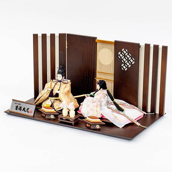 吉徳　 雛人形　芥子親王 木目 LEDライト付き屏風　詳細画像