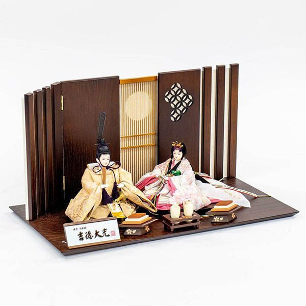 吉徳　 雛人形　芥子親王 木目 LEDライト付き屏風　詳細画像