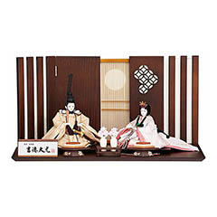 雛人形: 芥子親王 木目 LEDライト付き屏風 【703H50362】