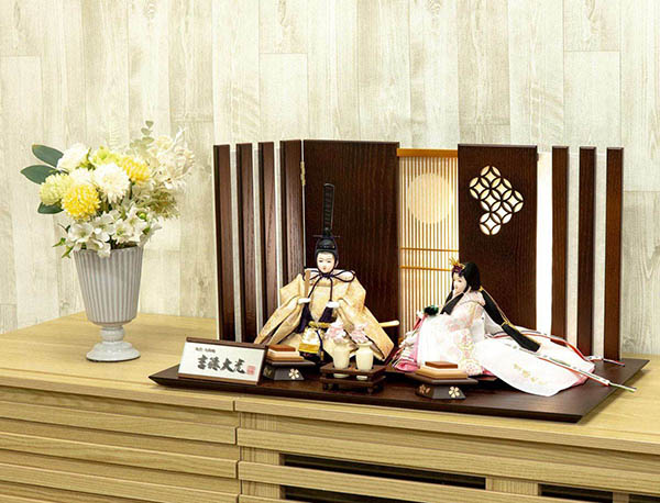 吉徳　 雛人形　芥子親王 木目 LEDライト付き屏風　詳細画像