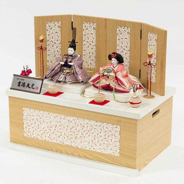 吉徳　 雛人形　柳親王 白木調 木目 収納箱飾り 　詳細画像