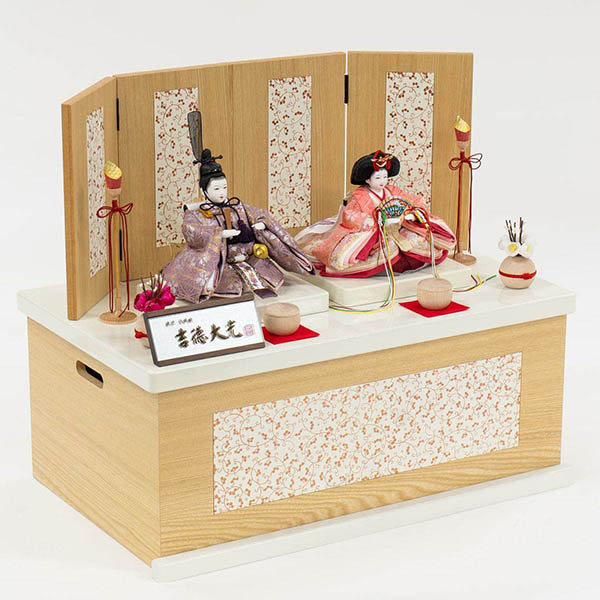 吉徳　 雛人形　柳親王 白木調 木目 収納箱飾り 　詳細画像