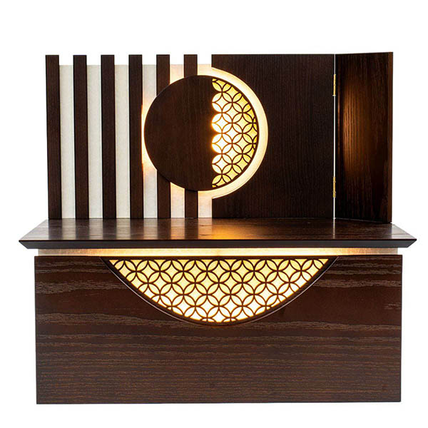 吉徳　 雛人形　芥子親王 木目 LEDライト付き屏風・収納箱飾り　詳細画像