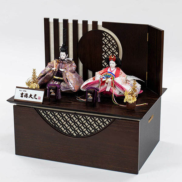 吉徳　 雛人形　芥子親王 木目 LEDライト付き屏風・収納箱飾り　詳細画像