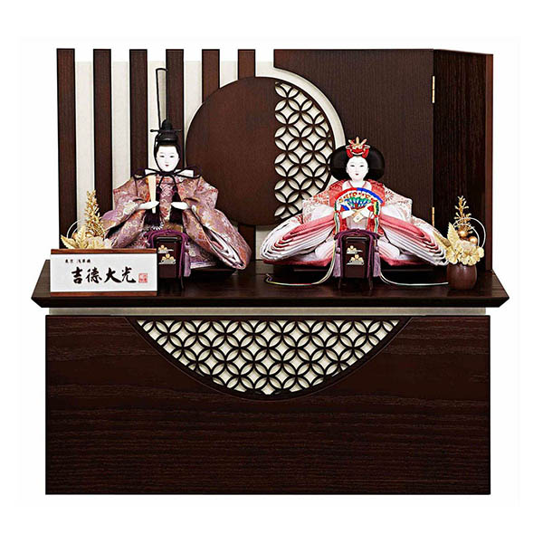 芥子親王 木目 LEDライト付き屏風・収納箱飾り 【607S50362】