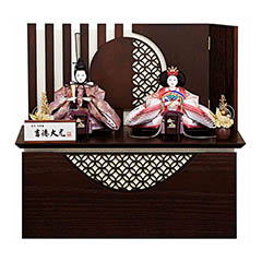 雛人形: 芥子親王 木目 LEDライト付き屏風・収納箱飾り 【607S50362】