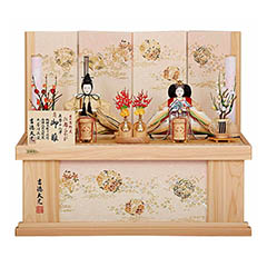 雛人形: 正絹 京十一番親王 白木調 木目 収納箱飾り 江都みやび 御雛 【817S50362】