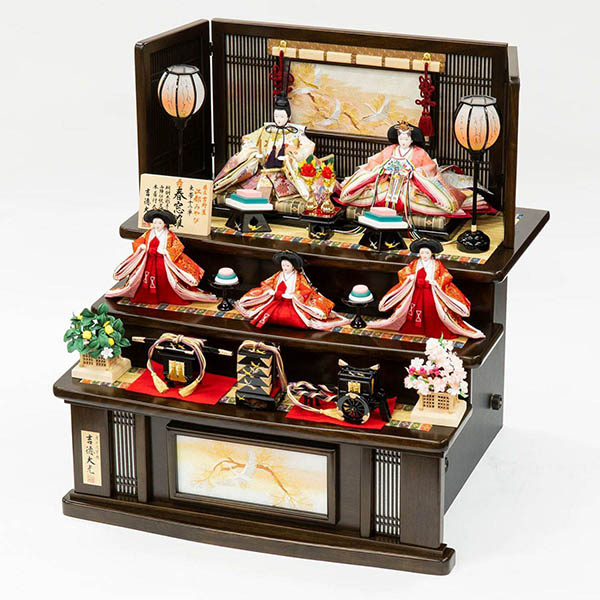 吉徳　 雛人形　正絹 京十一番親王 小芥子官女 五人飾り 江都みやび 春窓雛　詳細画像