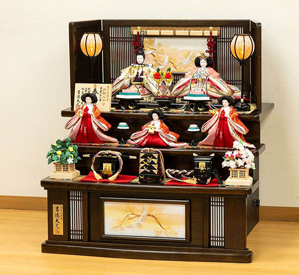 吉徳　 雛人形　正絹 京十一番親王 小芥子官女 五人飾り 江都みやび 春窓雛　詳細画像