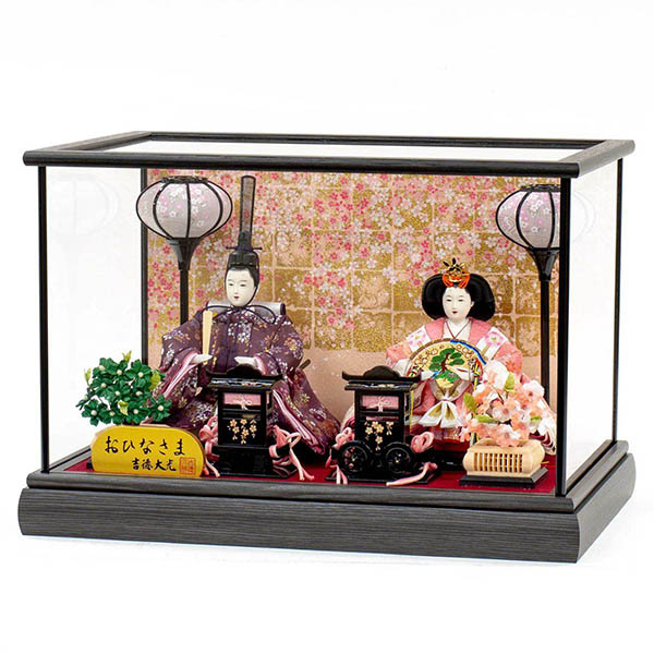 吉徳　 雛人形　ガラスケース入り 小三五親王飾り おひなさま　詳細画像
