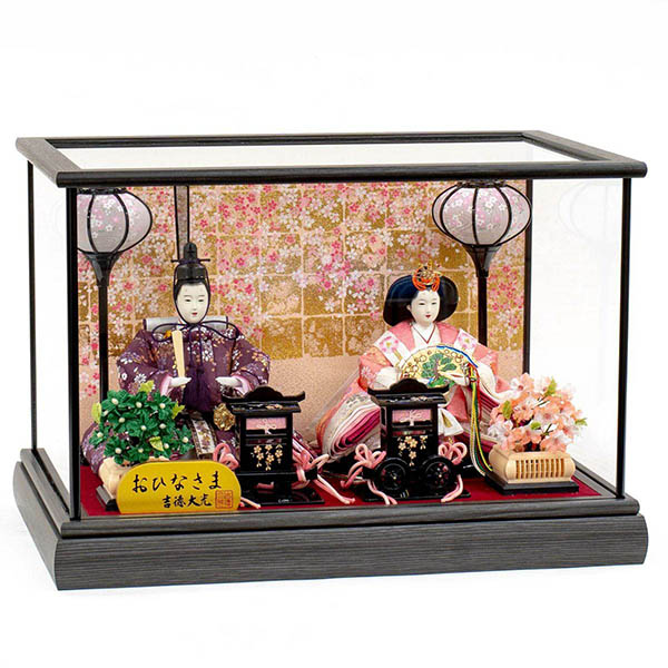 吉徳　 雛人形　ガラスケース入り 小三五親王飾り おひなさま　詳細画像