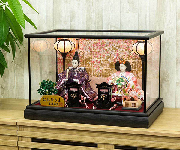吉徳　 雛人形　ガラスケース入り 小三五親王飾り おひなさま　詳細画像