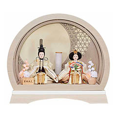 雛人形: 円形 丸形 アクリルケース入り 芥子親王飾り 【456K22362】