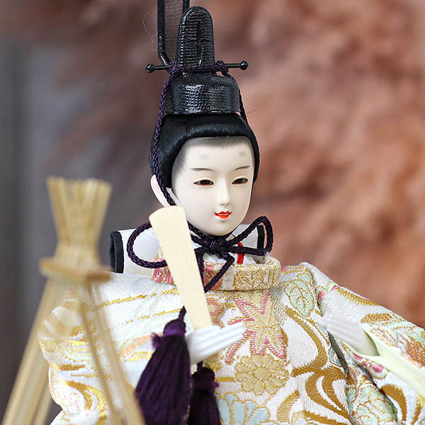 吉徳　 雛人形　白木 木目 花飾り アクリルケース入り 親王飾り　詳細画像