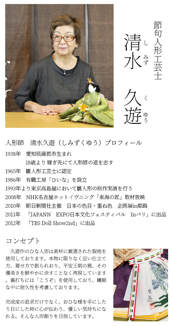 雛人形 吉徳 清水久遊作 正絹 三五親王 御雛 詳細画像 吉徳 雛人形 清水久遊作 正絹 三五親王 御雛 詳細画像