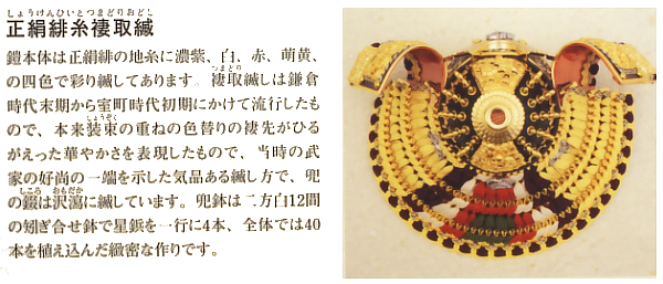 久月作　四神　正絹緋糸褄取縅10号大鎧　四神山水二曲屏風飾り　利光監製　【29332】