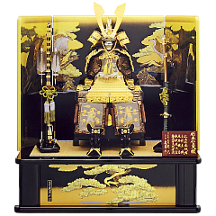 久月作 彫金仁王 正絹緋縅12号大鎧 新松鷹屏風飾り 利光監製 【29352】
