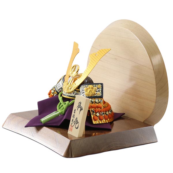 吉徳　 五月人形　兜飾り 豆 総大将 高級木材使用飾り台・衝立　詳細画像