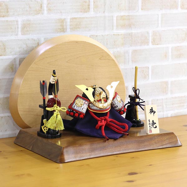 吉徳　 五月人形　豆11号 兜 大鍬形 高級木材使用台屏風 弓太刀セット　詳細画像