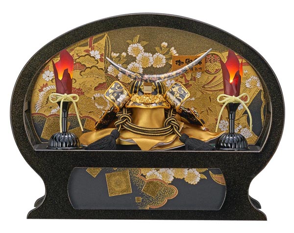 藤翁　 五月人形　竜雅 兜飾り LED内蔵かがり火 楕円形 アクリルケース飾り オルゴール付き　詳細画像
