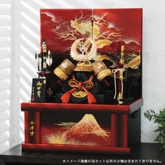 五月人形: 葵徳川 徳川家康 会津塗り屏風・台 兜収納飾り
