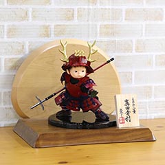 五月人形: 壹三作 もののふ童シリーズ 幸村参上 壱三（いちぞう） 高級木材使用台屏風