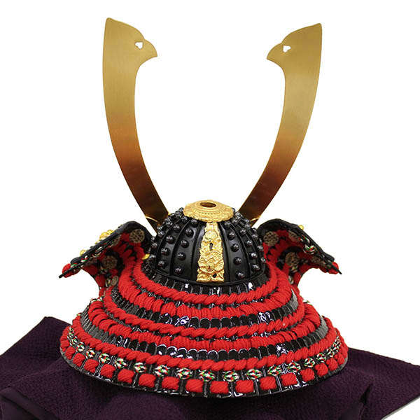 フジキ　 五月人形　辰広作 正絹 赤糸縅 本小札 櫃付き 兜飾り　詳細画像
