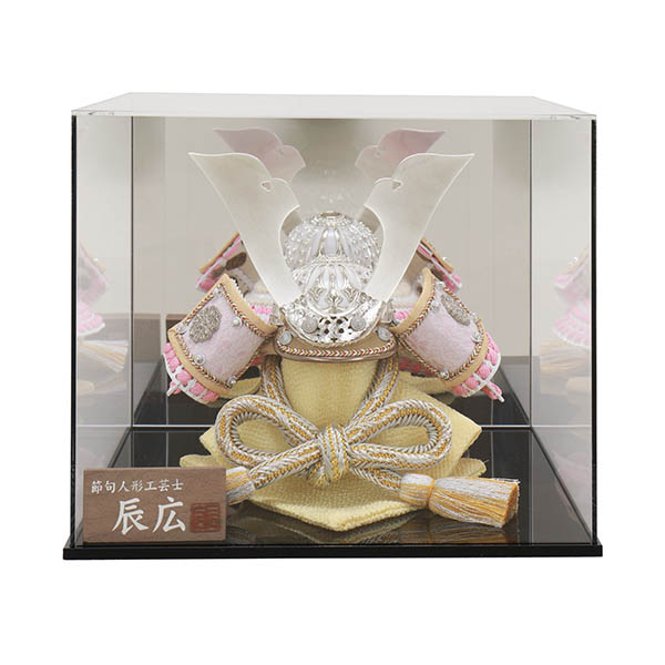 辰広作 ピンク 白糸縅 本小札 鏡バック アクリルケース飾り