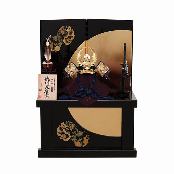 辰広作 正絹 紫段縅 本小札 兜 月光花丸 収納飾り