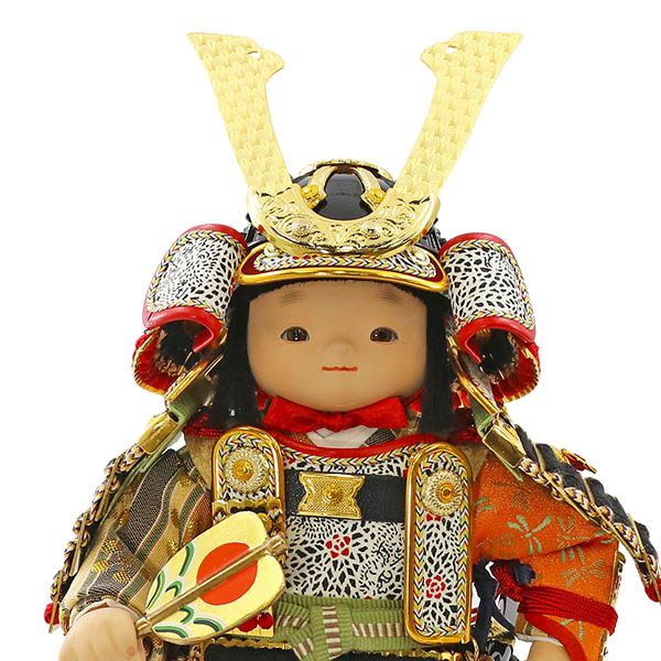 幸一光　 五月人形　玄（げん） 金小札黒糸威 モカ塗り まどか 麻の葉文様 円形 筒型 アクリルケース　詳細画像