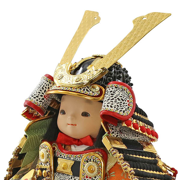 幸一光　 五月人形　玄（げん） 金小札黒糸威 モカ塗り まどか 麻の葉文様 円形 筒型 アクリルケース　詳細画像
