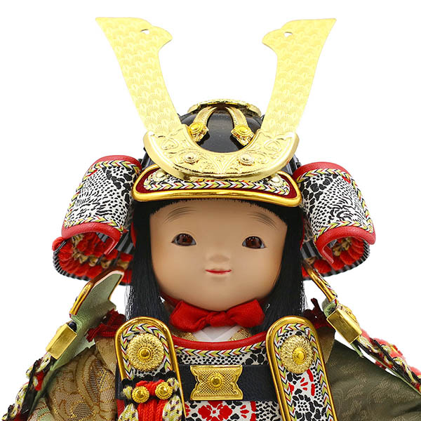 幸一光　 五月人形　愛（いと） 黒小札赤糸威 タモ 白木 まどか 円形 筒型 アクリルケース　詳細画像