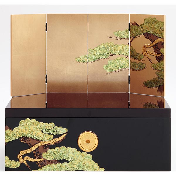 久月　 五月人形　久月作 仁王之兜 収納飾り 正絹 萌黄裾濃縅 仕立て 鈴木利光 久月当主監製　詳細画像