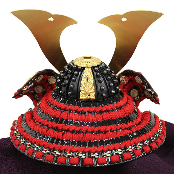 フジキ　 五月人形　辰広作 竹雀之兜 正絹 赤糸縅 本小札 櫃付き 兜飾り　詳細画像