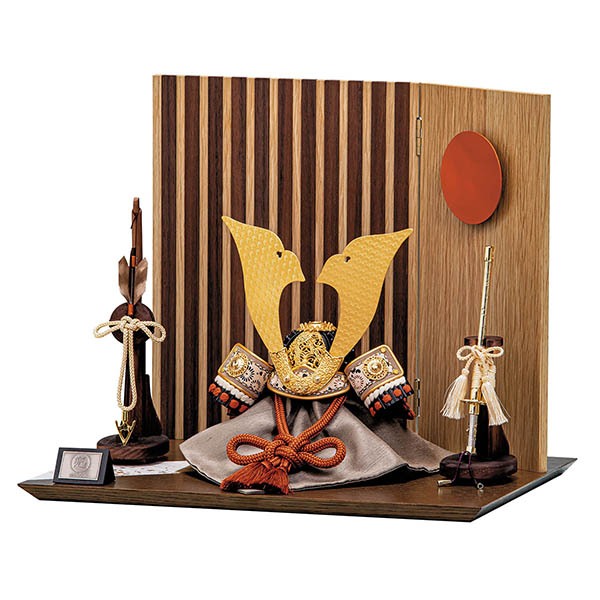 雄山作 天照平飾 兜飾り LED照明付き屏風