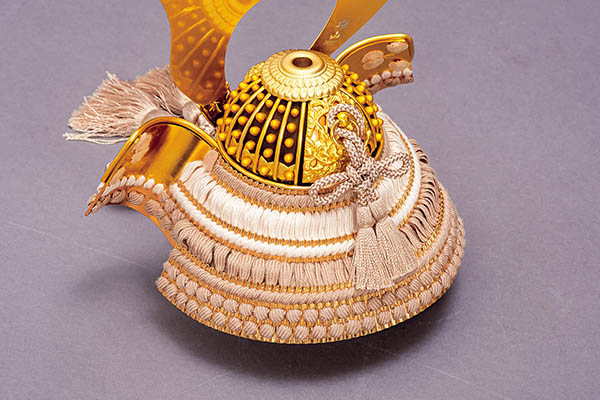 平安豊久　 五月人形　雄山作 収納 大地 薄茶糸縅 寄木細工収納箱 屏風 兜 収納飾り　詳細画像