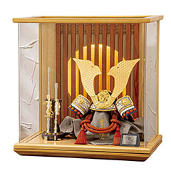 五月人形: 雄山作 天照 てんしょう LED照明付き 兜 アクリルケース飾り