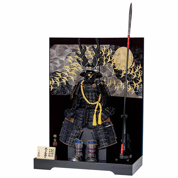 雄山作 本多忠勝 飛び鶴屏風 鎧飾り